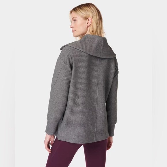 Sweaty Betty Radiant Half Zip Sweatshirt in Charcoal Grey Marl Size L - Picture 7 of 7